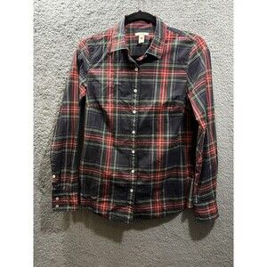 J Crew Slim Stretch Perfect Shirt Red Stewart Tartan Plaid Holiday Size 2